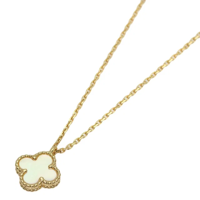 Van Cleef & Arpels Sweet Alhambra White Shell Necklace 18k Yellow Gold in White from The Reluxe