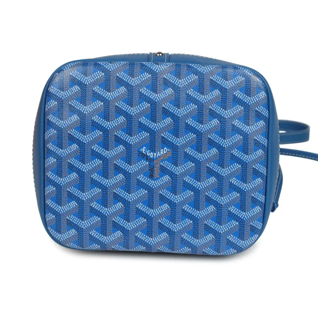 Goyard Goyardine Canvas Sky Blue Petit Flot Bucket Bag PM Palladium Hardware in Blue Chevroches Calfskin/Canvas from Madison Avenue Couture, photo 7 of 8