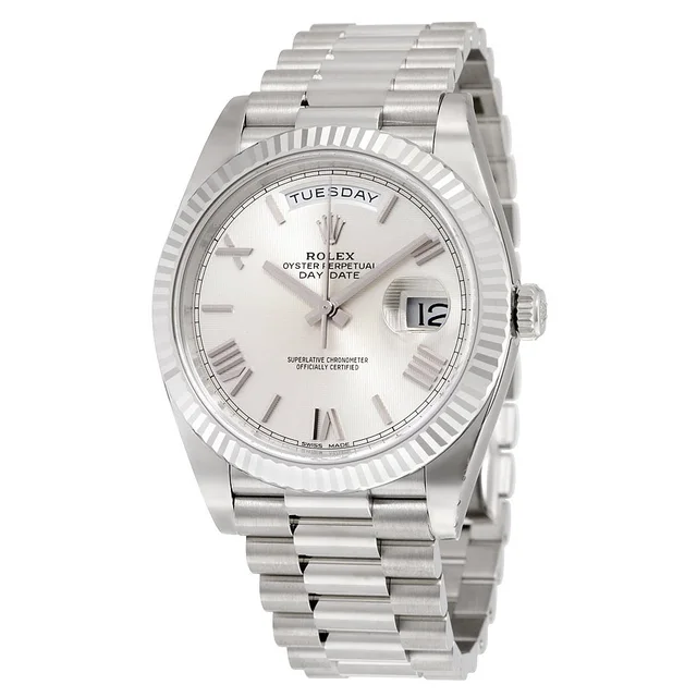 Rolex Day-Date Silver Quadrant Motif Dial Mens Watch 228239SQRSP in gray|silver|white|gold from Jomashop.com