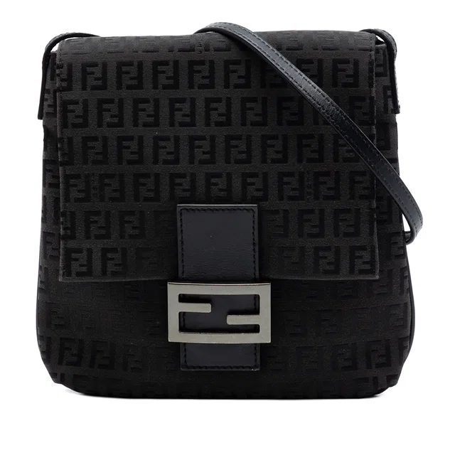 Black Fendi Zucchino Canvas Crossbody in Black Canvas from Designer Revival