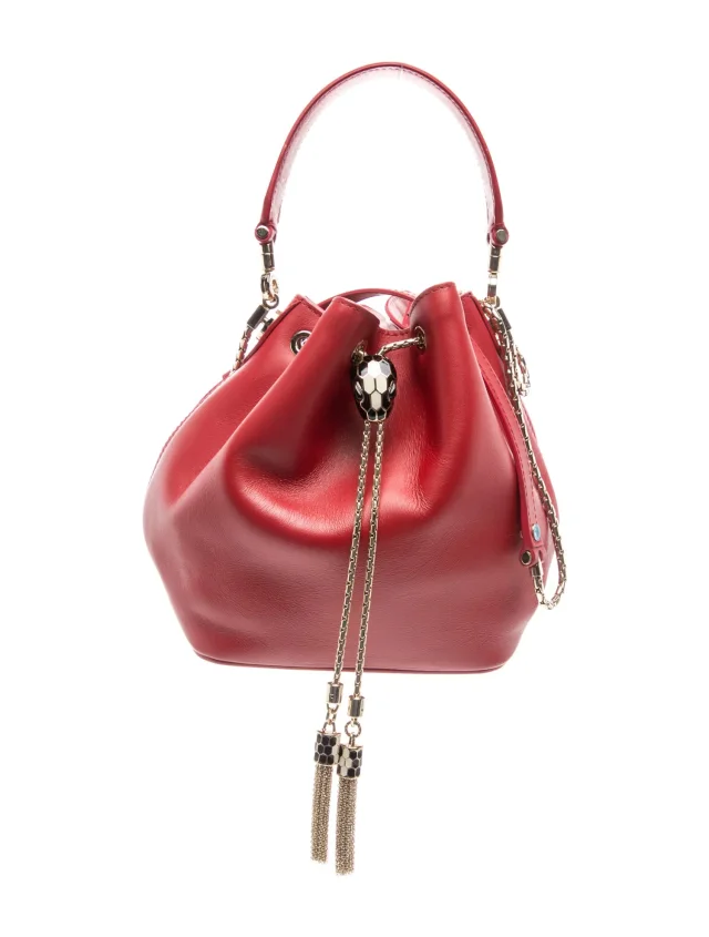 Bvlgari Leather Serpenti Forever Bucket Bag in red Leather from The RealReal