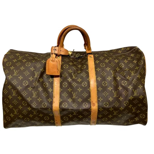 Louis Vuitton Keepall 60 Monogram Boston Bag Leather Canvas in Canvas from The Reluxe