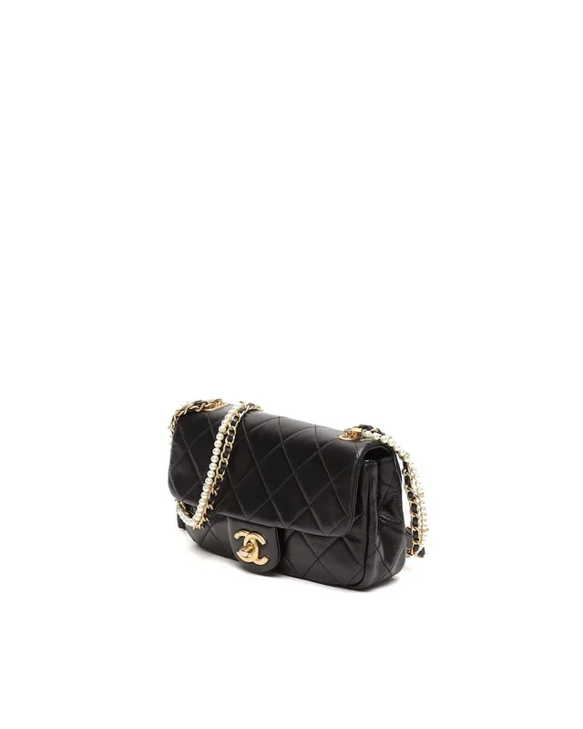 Chanel 2020 New Mini Crystal Pearls Chain Flap Bag in Leather from A Retro Tale, photo 2 of 2