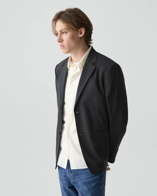 Theory Relaxed Blazer in Stretch Wool in DARK CHARCOAL, photo 9 of 12 from Theory
