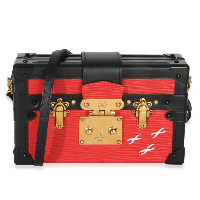 Louis Vuitton Red Black Epi Petite Malle Leather Handbag in Black Leather from HEWI