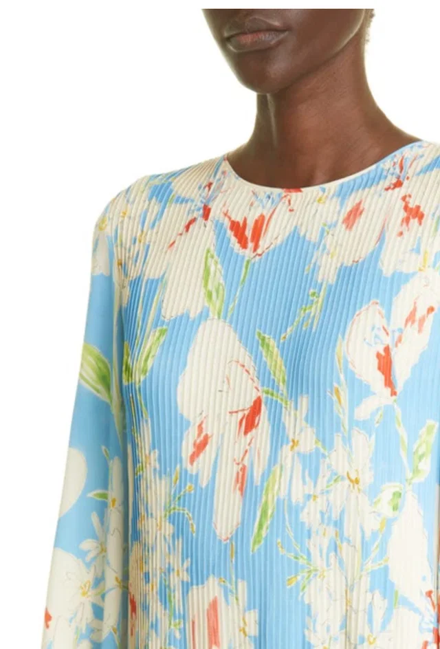 Loro Piana Blue Ailea Floral Silk Maxi Dress in Blue Silk from HEWI