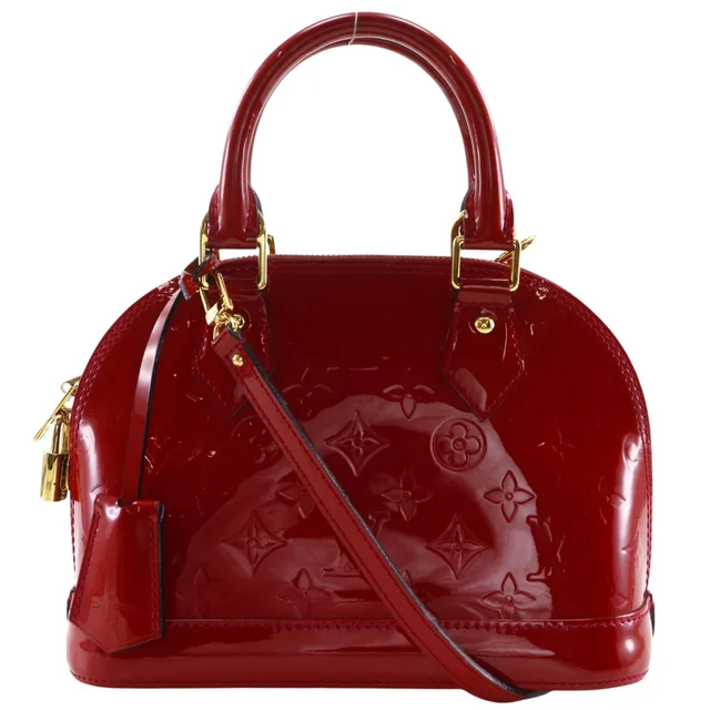 Louis Vuitton Alma BB 2-Way Shoulder Monogram Vernis Pomme D'amour Red Handbag in Red from The Reluxe