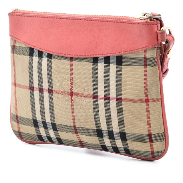 Beige Burberry Haymarket Check Nylon Peyton Clutch in Beige Nylon from Designer Revival, photo 2 of 7