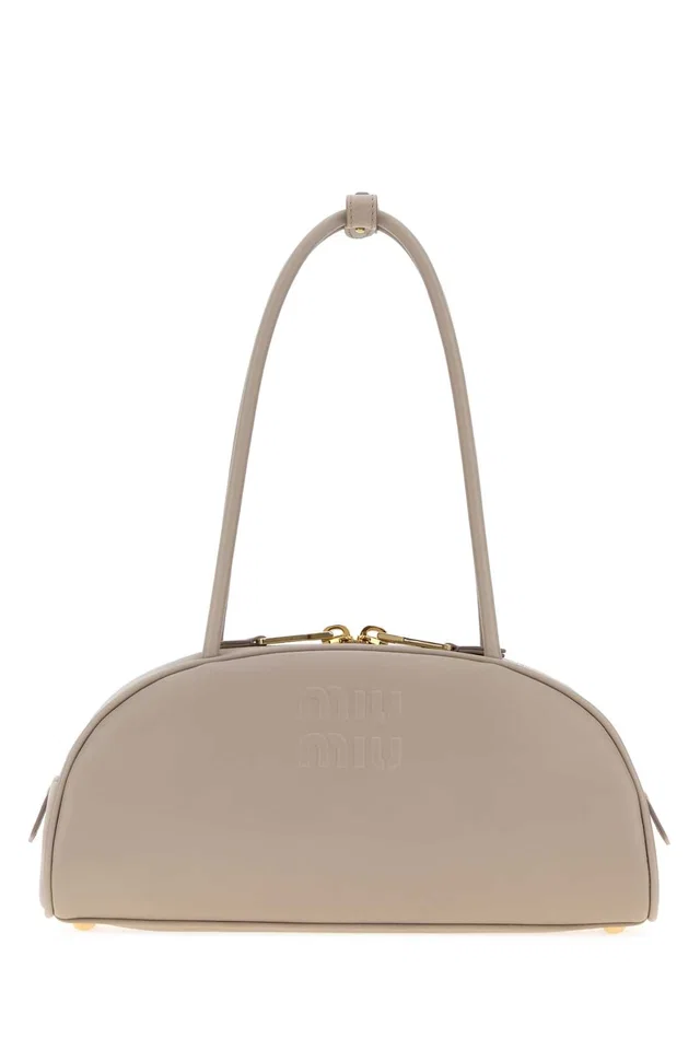 Miu Miu Beau Shoulder Bag — Beige Vitello in Beige Leather from HEWI