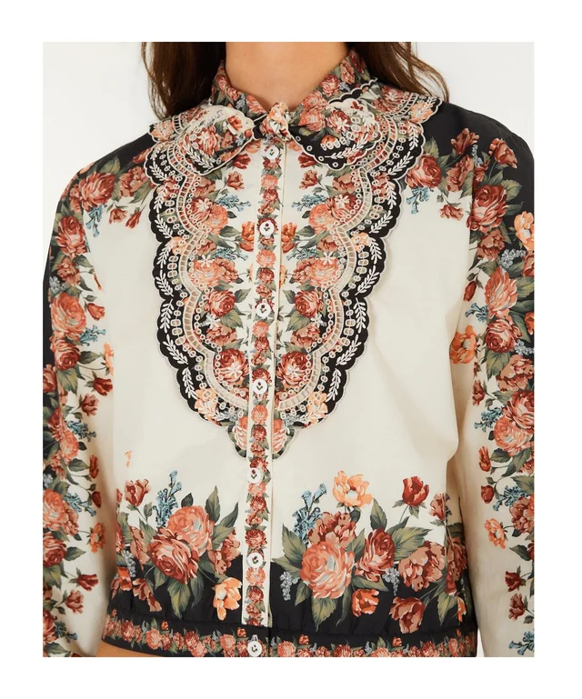 Farm Rio Floral Print Button-Up Top, photo 4 of 4 from SENSER