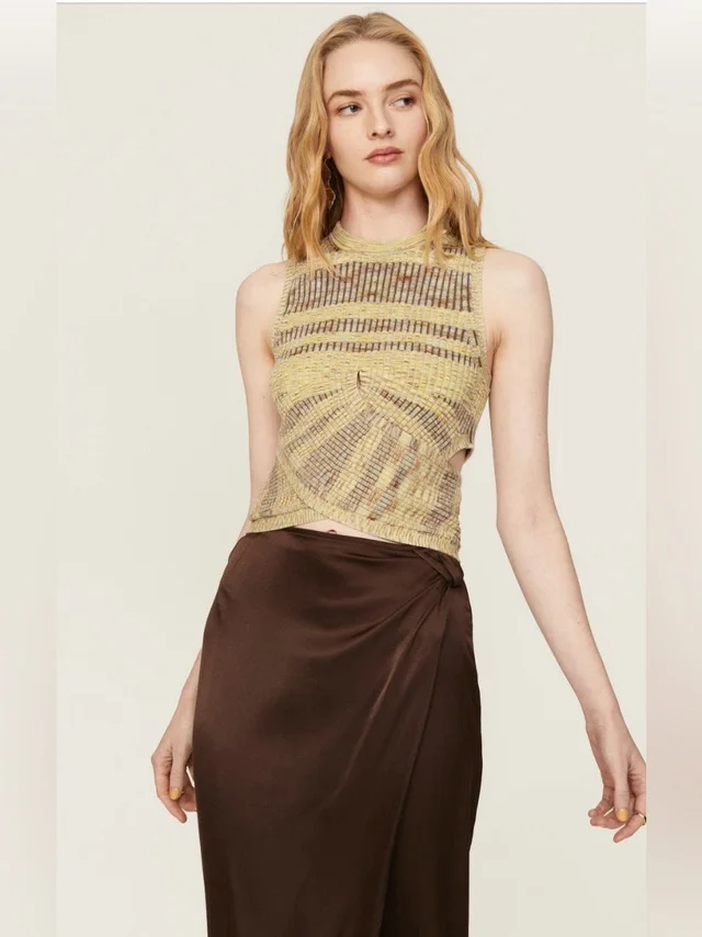 SIMKHAI ~Reilly Crop Top~Multicolor Knit~Size Xs~$345~ in yellow|brown|red Nylon from Poshmark