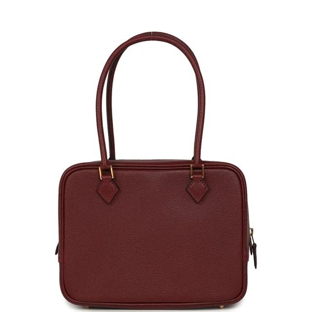 Hermès Mini Plume 21 Bag Rouge H Chèvre Gold Hardware in Burgundy Goatskin from Madison Avenue Couture
