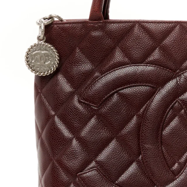Chanel Caviar Quilted Medallion Tote Bordeaux in Burgundy Caviar leather from FASHIONPHILE, photo 8 of 13