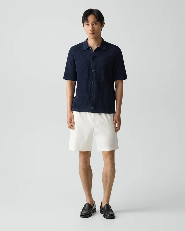 Theory Mesh Button-Up Shirt in Cotton in BALTIC 100% Cotton; Exclusive Of Elastic, photo 5 of 12 from Theory