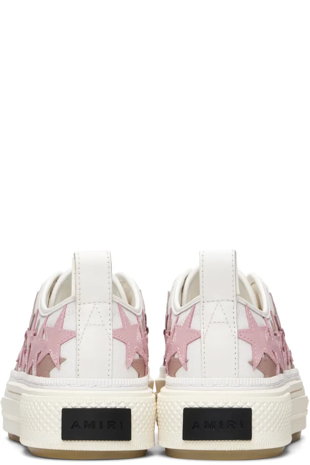 AMIRI White & Pink Stars Court Low Sneakers, photo 3 of 10 from SSENSE