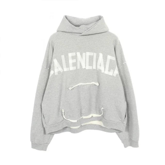 Balenciaga Hoodie Tape Type BB Logo Cotton Gray in Grey from The Reluxe