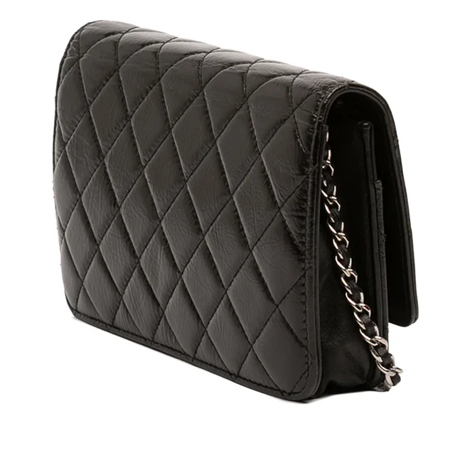 Black Chanel CC Quilted Crinkled Patent Wallet On Chain Crossbody Bag in Black Patent leather from Designer Revival, photo 2 of 2