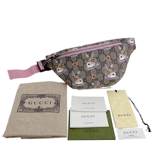 Gucci Children's GG Supreme Yuko Higuchi Waist Bag Beige in Beige Canvas from The Reluxe