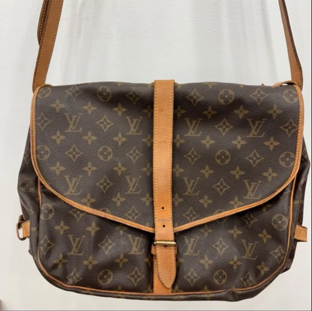 Louis Vuitton Brown Monogram Saumur 35 Crossbody in Brown Coated canvas from SparklesnDreams