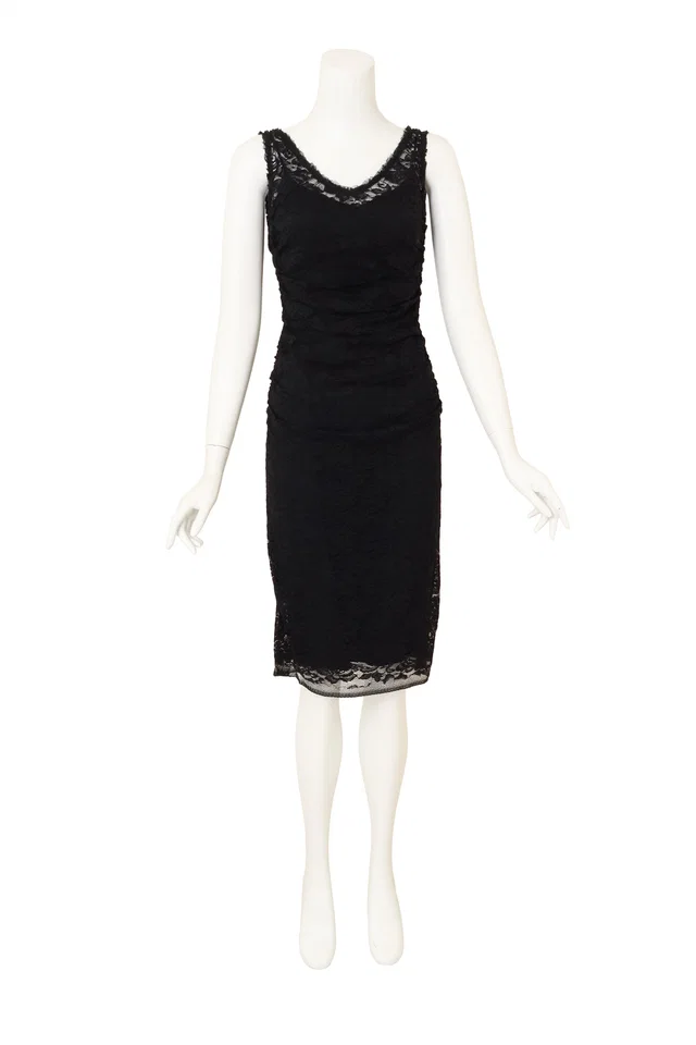 Dolce & Gabbana Ruched Lace Cocktail Dress in Nylon from Recess LA