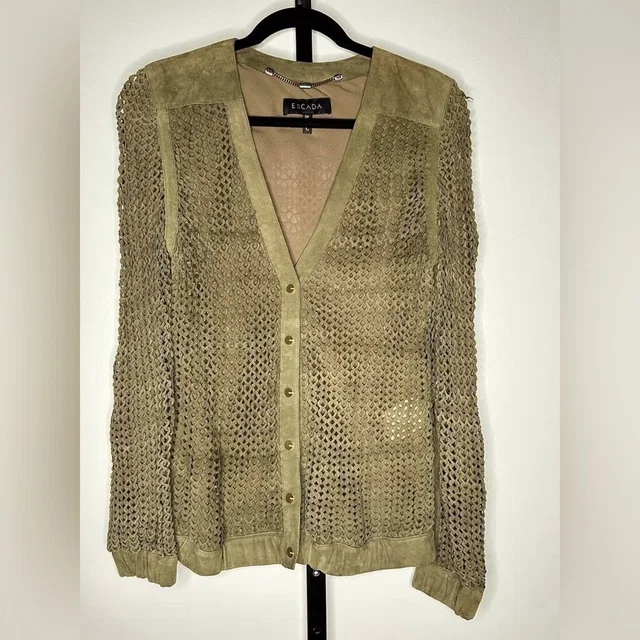Escada Women's 100% Leather Blazer - Green Cactus - Size 36 in green Leather from Poshmark