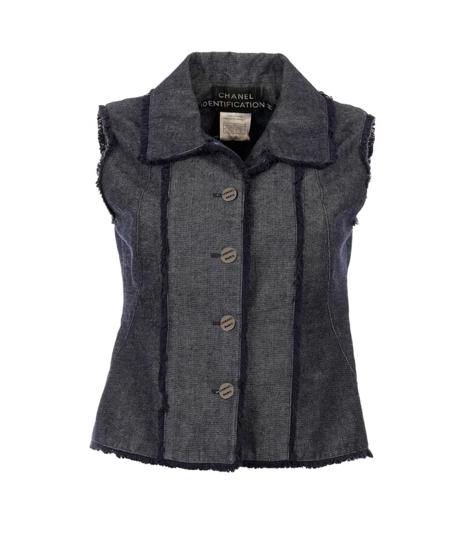 Chanel Denim Button Up Waistcoat Size 36 in Denim from Luxury Promise