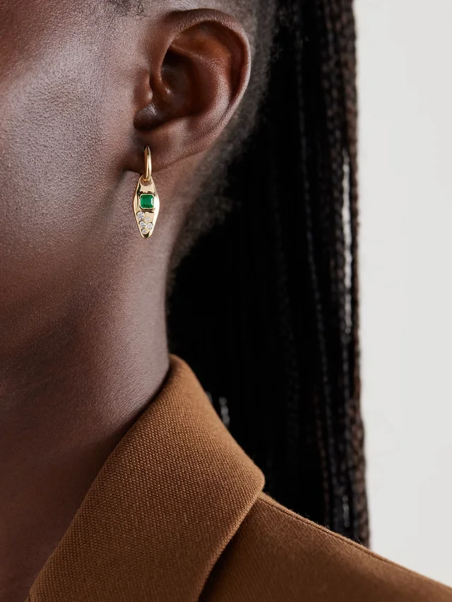 UNIFORM OBJECT Vessel 18-karat gold, emerald and diamond earrings in Metallic, photo 2 of 2 from NET-A-PORTER (Canada)