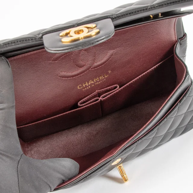 Chanel Small Classic Handbag in Black Lambskin from Labellov, photo 6 of 10