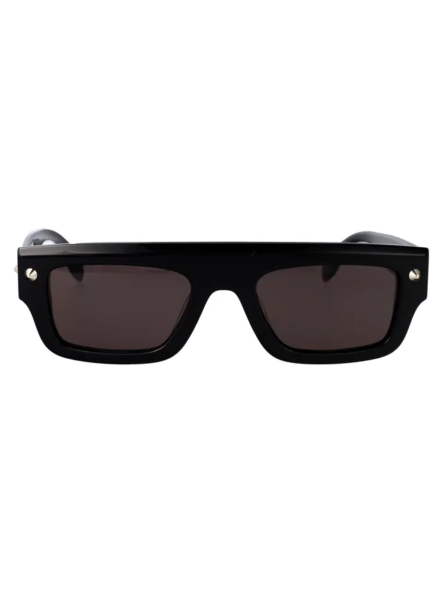Alexander McQueen Am0427s Acetate Rectangle Sunglasses — Black in Black from HEWI