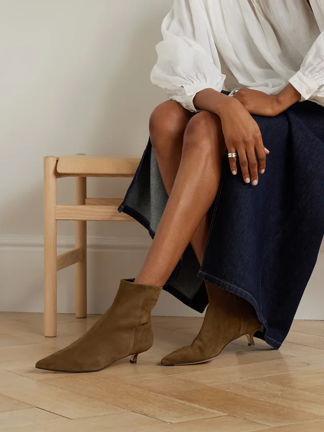 AEYDE Sofie suede ankle boots in Beige, photo 2 of 2 from NET-A-PORTER (Canada)