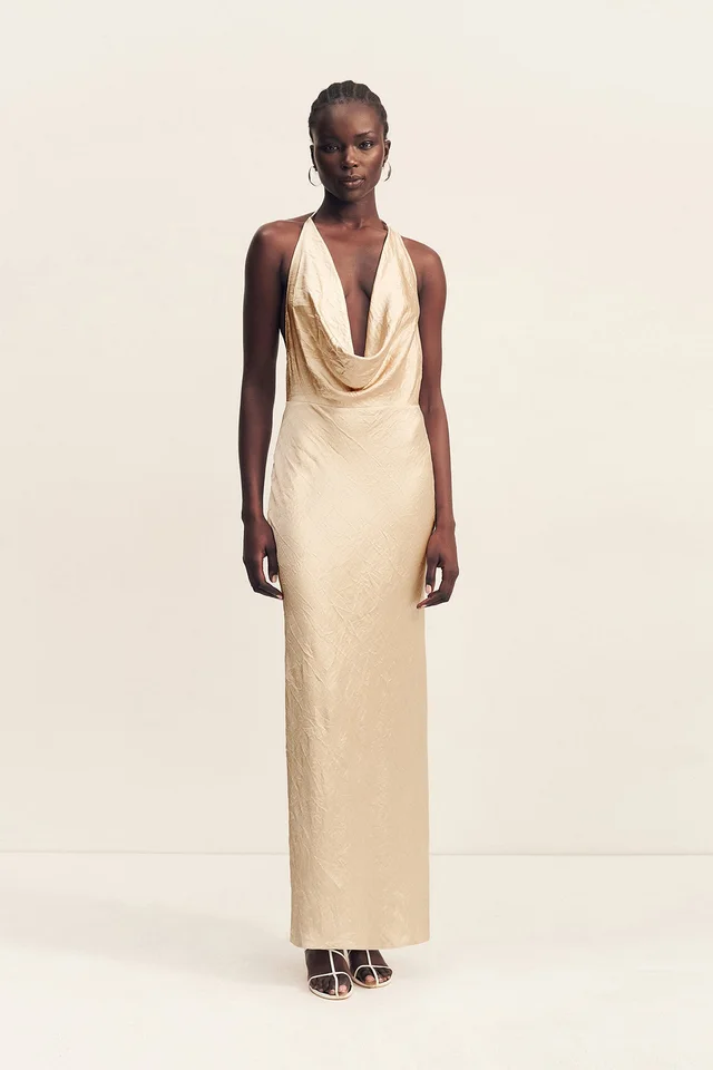 Shona Joy ANDIE CRUSHED LOW COWL MAXI DRESS - CHAMPAGNE from Shona Joy, photo 1 of 1