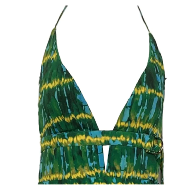 Altuzarra Winda Double-belted Pleated Tie-dyed Maxi Dress In Butterscotch Blue Green Polyester in Green, photo 2 of 6 from ShopSimon