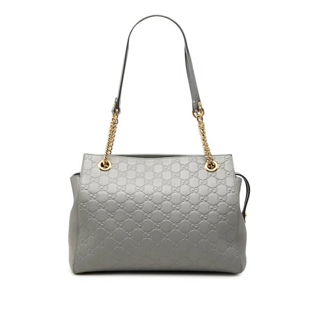 Gray Gucci Medium Guccissima Soft Shoulder Bag in Grey Leather from Designer Revival, photo 1 of 1