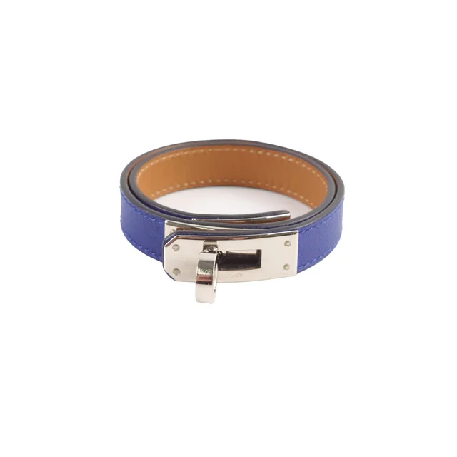 Hermès Kelly Double Tour Bracelet Size S/T2 Blue in Blue Swift leather from The Purse Affair