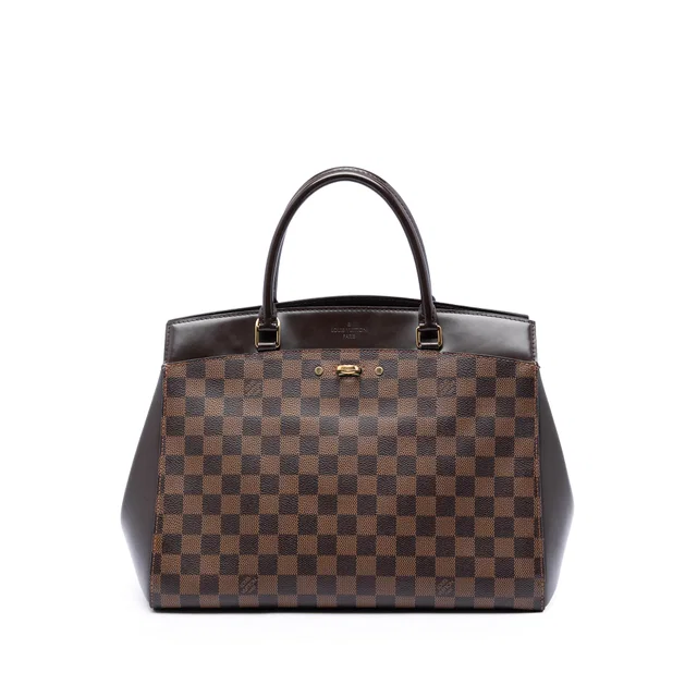 Brown Louis Vuitton Damier Ebene Rivoli MM Satchel in Brown Canvas from Designer Revival