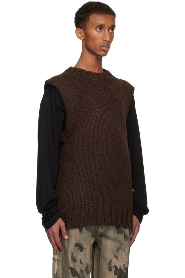 We11done Brown Sleeveless Sweater, photo 2 of 3 from SSENSE