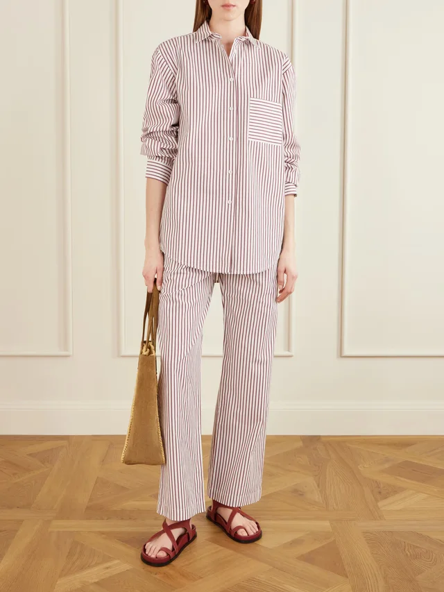 LIDO Striped cotton-poplin straight-leg pants in Red, photo 2 of 2 from NET-A-PORTER (Canada)