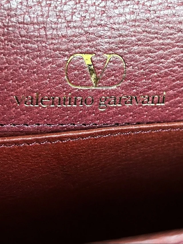 Valentino Garavani Double Strap Textured Leather Shoulder Bag, Burgundy in gold|red Leather from Poshmark, photo 10 of 15