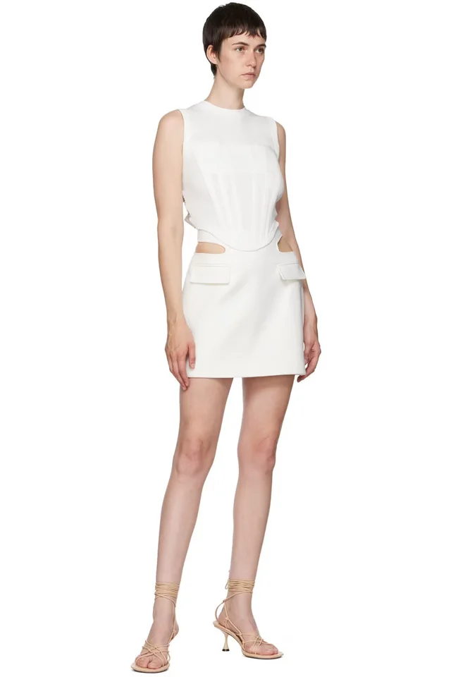 Dion Lee White Y Front Miniskirt, photo 4 of 4 from SSENSE