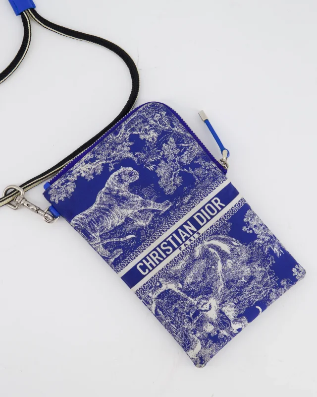 Dior 2021 Blue Technical Fabric Small Travel Crossbody Pouch with Animal Print Detail in Blue from Sellier, photo 2 of 7