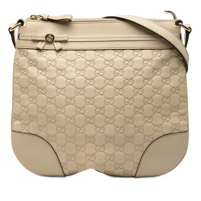 Beige Gucci Guccissima Mayfair Crossbody in Beige Leather from Designer Revival