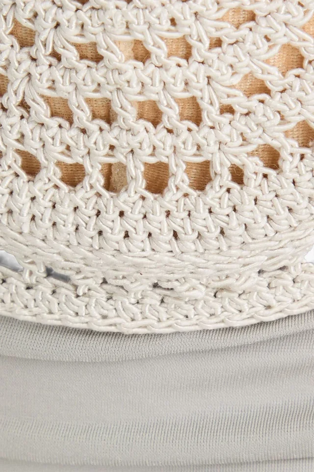 Magda Butrym Crochet-Paneled Ruched Jersey Mini Dress in Light gray, photo 8 of 8 from THE OUTNET