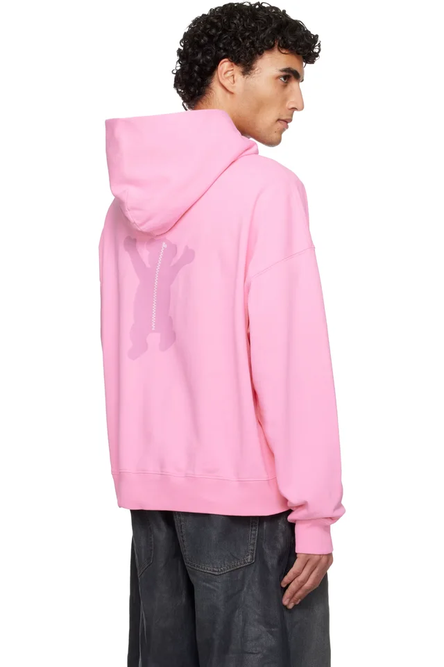 We11done Pink Pigment New Teddy Logo Hoodie, photo 3 of 3 from SSENSE