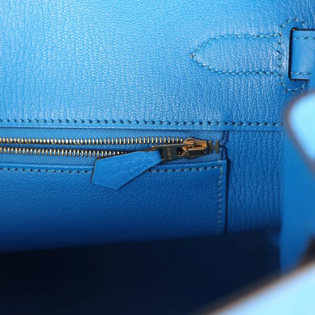 Hermès Birkin 35 Bleu Hydra Clemence Gold Hardware in Blue Clemence leather from Madison Avenue Couture, photo 9 of 9