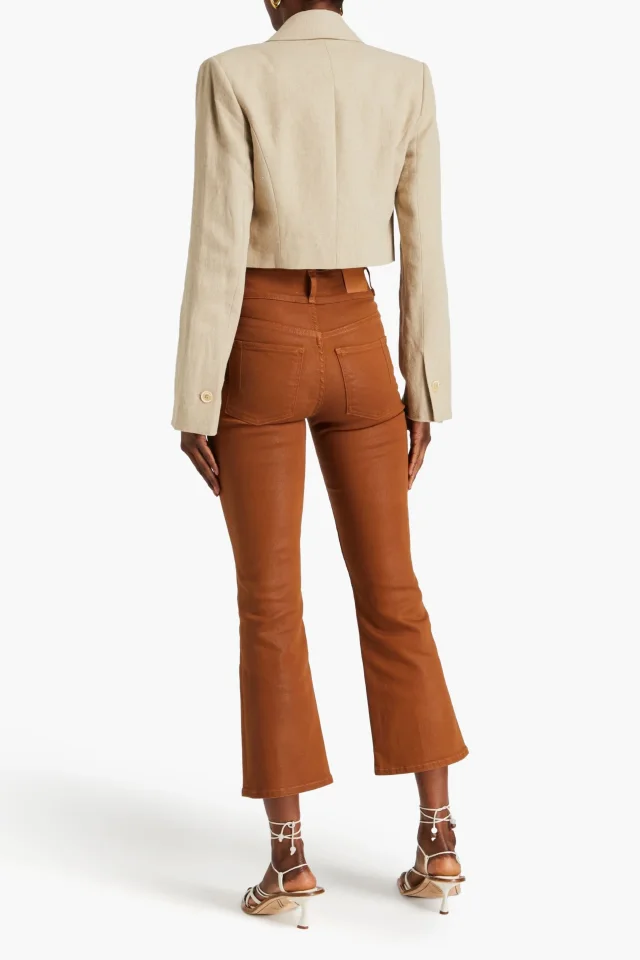 Derek Lam 10 Crosby Coated High-Rise Kick-Flare Jeans in Tan, photo 3 of 4 from THE OUTNET