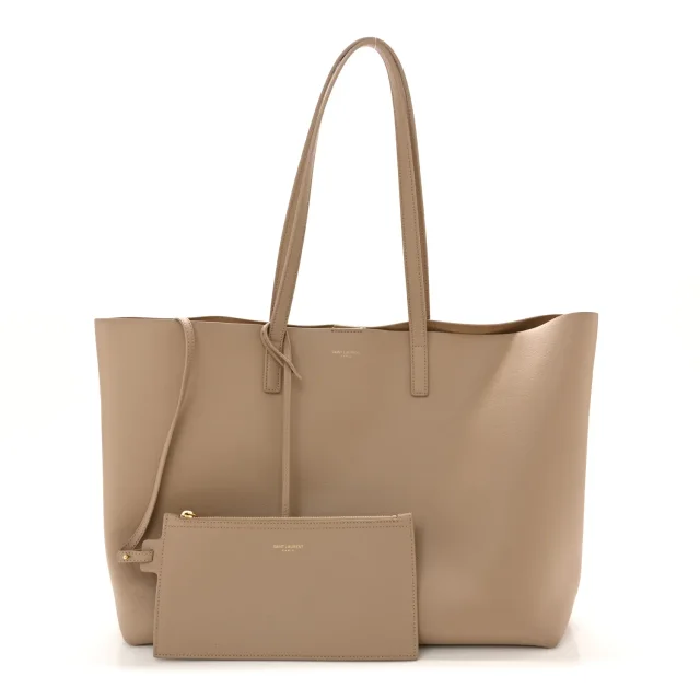 Saint Laurent Large Shopping Tote Dark Beige in Beige Calfskin from FASHIONPHILE, photo 3 of 13