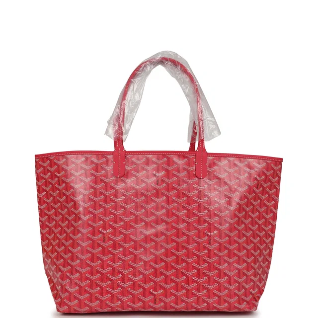 Goyard Goyardine Fuchsia Saint Louis PM Tote Bag Palladium Hardware in Pink Calfskin from Madison Avenue Couture