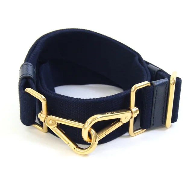 Prada Shoulder Strap, Navy Canvas Leather Metal Crossbody Bag, Replacement Women's in Gold/Navy Canvas, Leather, Metal from Elady