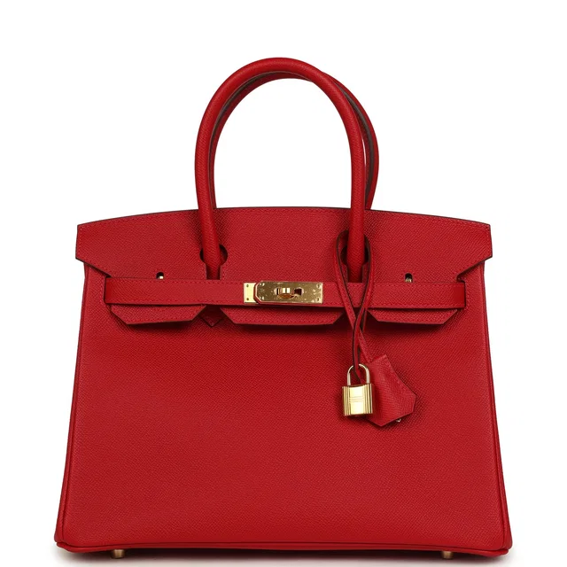 Hermès Birkin 30 Rouge Casaque Epsom Gold Hardware in Red Epsom leather from Madison Avenue Couture