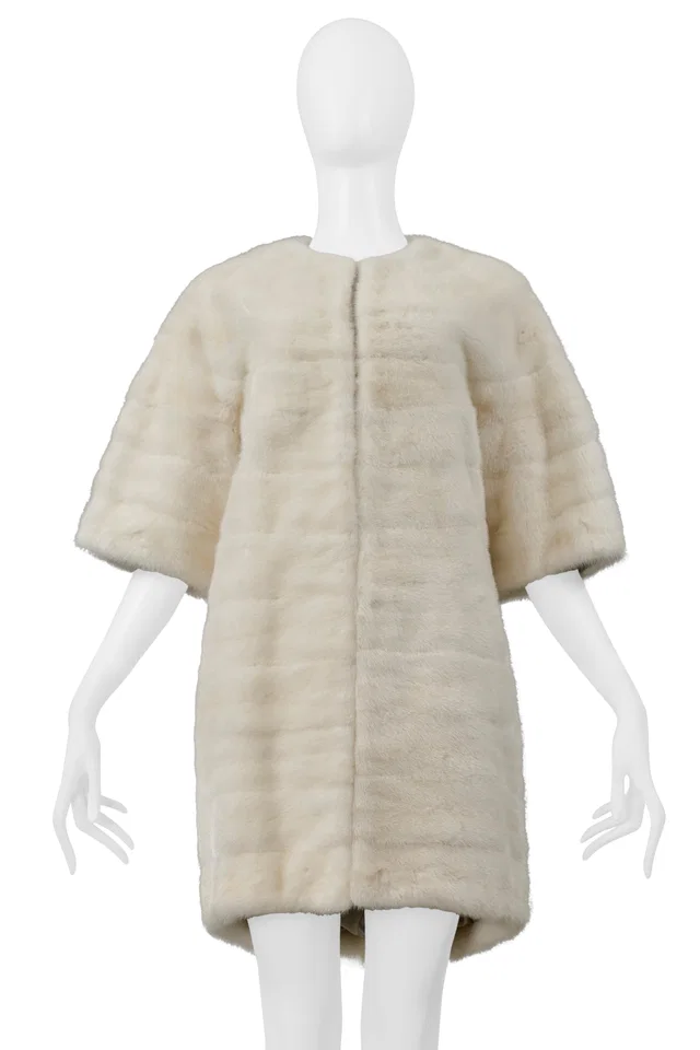 Dolce & Gabbana White Mink Coat 2015 in White Silk from Resurrection Vintage